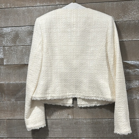 Calvin Klein Cream open front Tweed blazer size 12P - Picture 6 of 10